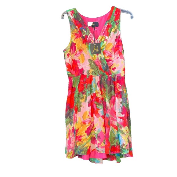 BB Dakota Dresses & Skirts - Jack BB Dakota‎ Womens Floral Chiffon Fit Flare Dress Sleeveless Knee Length M